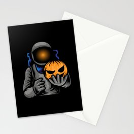 Astronaut With Pumpkin Halloween Stationery Card