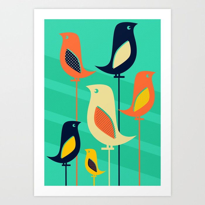 Mid Century Birds Art Print by Sam Osborne | Society6
