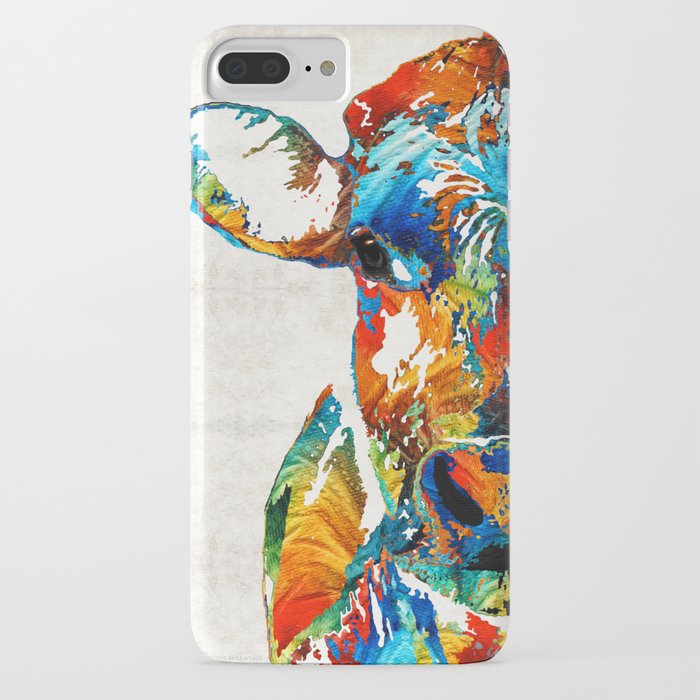 colorful cow art - mootown - by sharon cummings iphone case