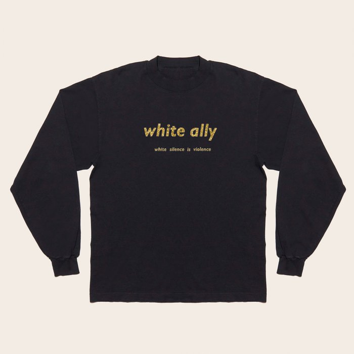 White Ally Glitter text Long Sleeve T Shirt by White Allies