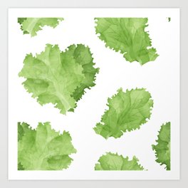 Green lettuce leaf watercolor seamless pattern Art Print