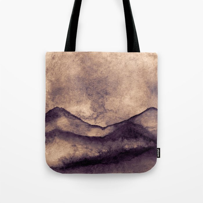 Chocolate Brown Mountain Landscape Tote Bag