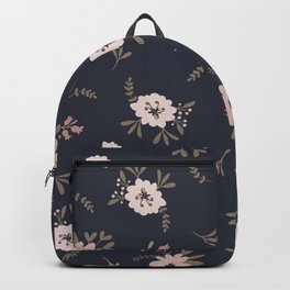 Beige Flowers on Deep Blue  Backpack