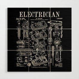 Electrician Electrical Worker Tools Vintage Patent Print Wood Wall Art