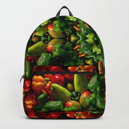 Peppy pepper mandala - green center Backpack | Color, Freshproduce, Symmetry, Greenpeppers, Food, Mandala, Kaleidoscope, Redbellpeppers, Bellpeppers, Nature 