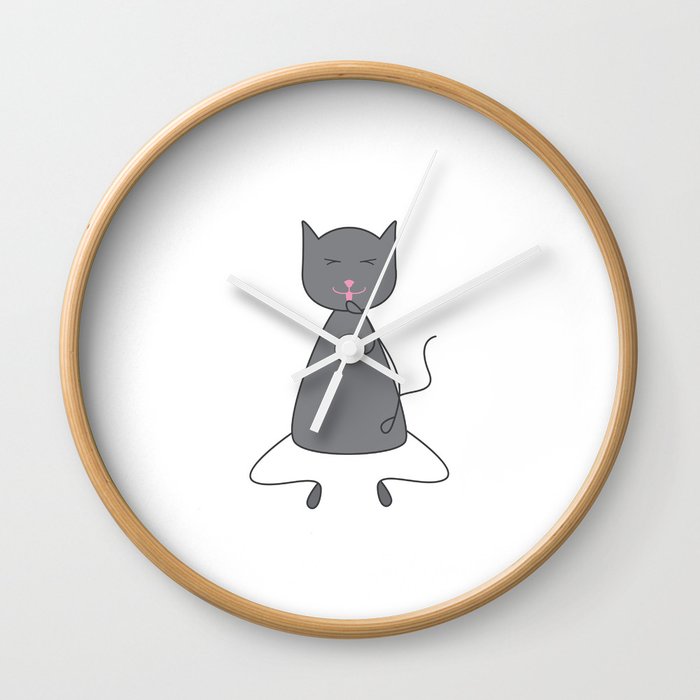 Cute grey colored cat Wall Clock