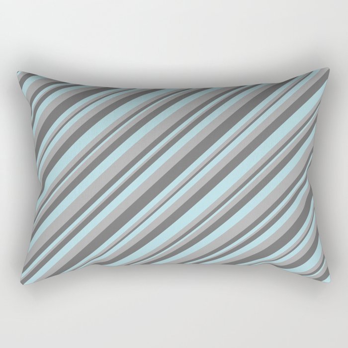 Dim Grey, Powder Blue, and Dark Grey Colored Striped Pattern Rectangular Pillow