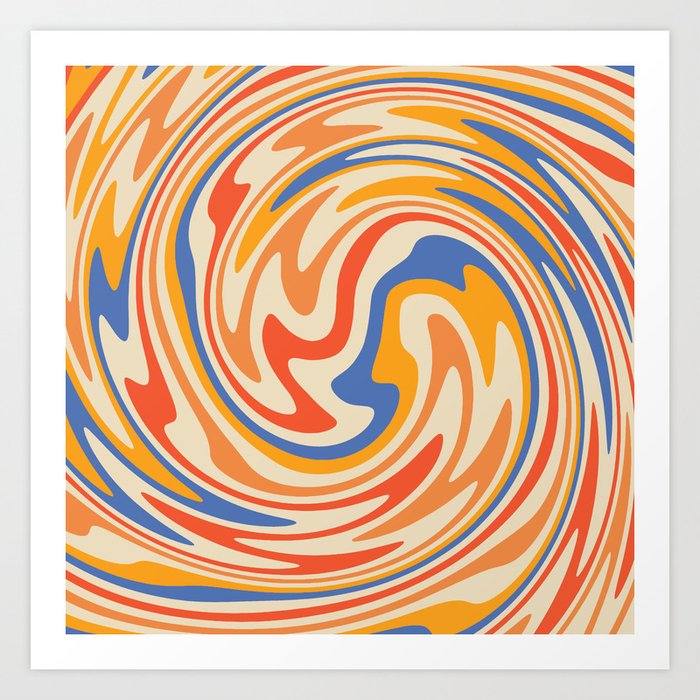 70s Retro Swirl Color Abstract 2 Art Print