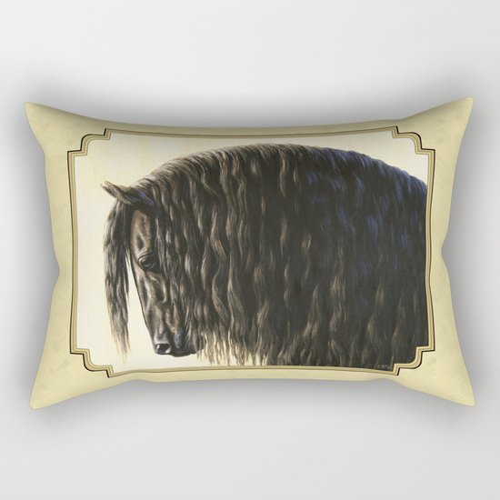 Black Friesian Draft Horse Rectangular Pillow
