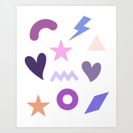 Abstract Purple and Peach Fun Pattern Art Print