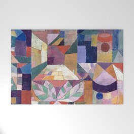 Blue Geometric Cubist Abstract Desin Welcome Mat
