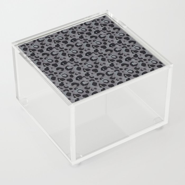 Grey Cheetah Spots Animal Print Pattern Acrylic Box