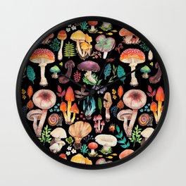 Mushroom heart Wall Clock | Illustration, Plant, Posion, Watercolor, Heart, Curated, Bright, Red, Cute, Insect 