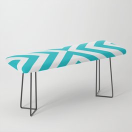 Teal Blue, Turquoise blue, Geometric surface design pattern Bench