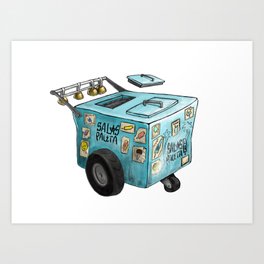 Blue Paletero Ice Cream Cart Art Print