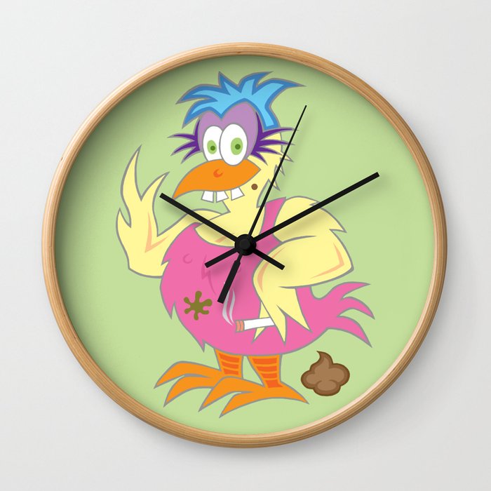 Crackers' Therapy Chicken (Green) Wall Clock