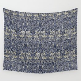 William Morris Brer Rabbit Indigo Blue Vintage Pattern Wall Tapestry
