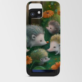 Whimsical Hedgehog Family Reunion in Country Garden iPhone Card Case