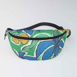 Blue and orange abstract impressionist vibrant wild countryside flowers Fanny Pack | Colorful, Trendy, Garden, Handpainted, Surfwear, Nature, Green, Romantic, Tropical, Contemporary 