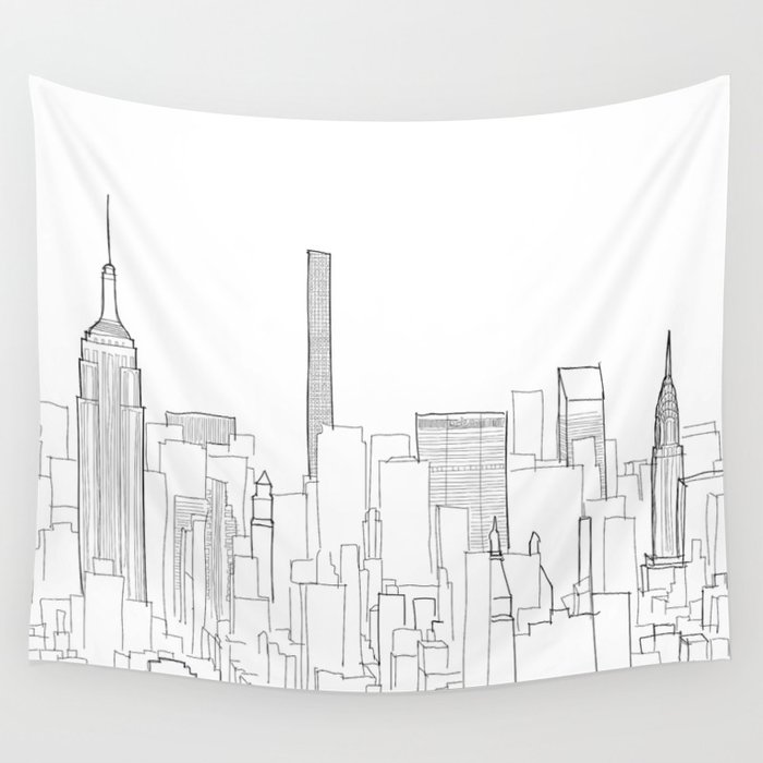 New York City Doodle Wall Tapestry
