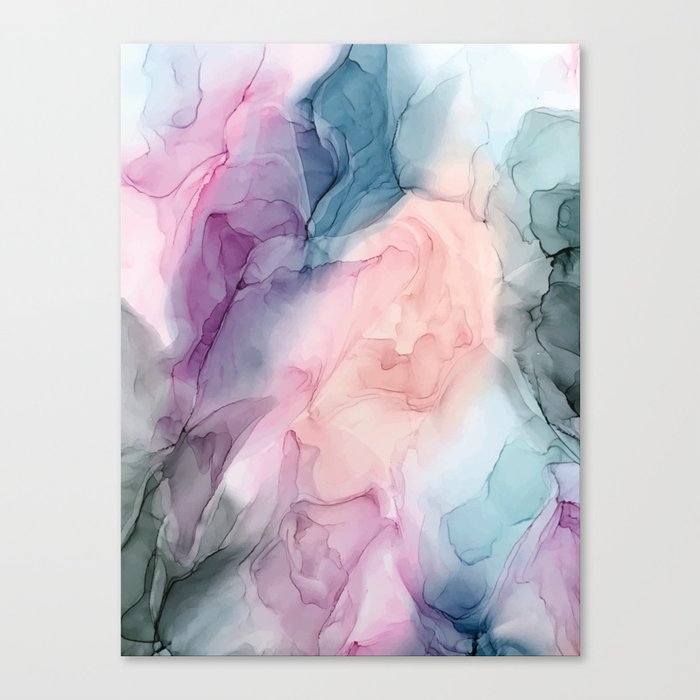 Dark And Pastel Ethereal Original Fluid Art Painting Canvas Print
