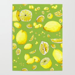 Lemon Lust on Green Poster