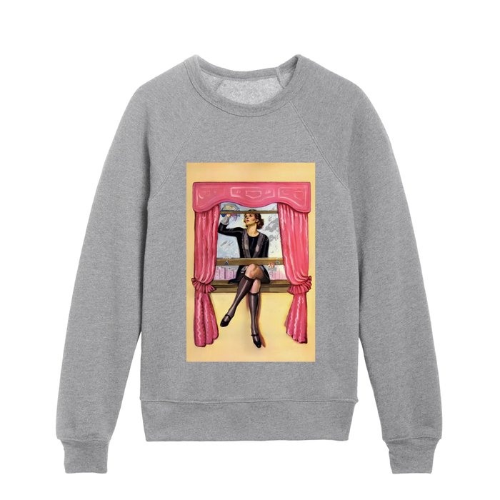 The housewife's maid, roaring twenties flapper female jazz age portrait painting Kids Crewneck