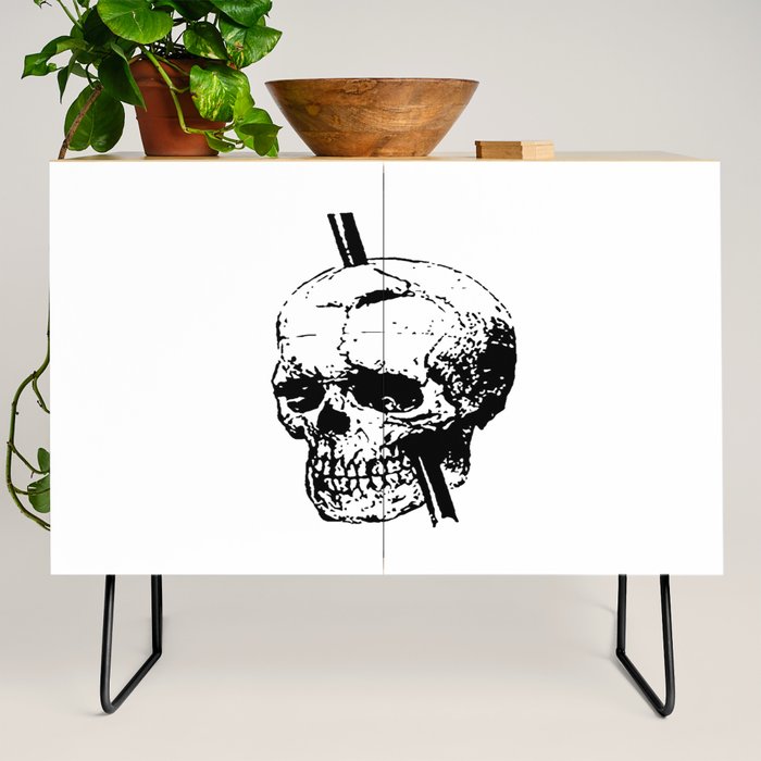 Skull of Phineas Gage With Tamping Iron Credenza by taiche Society6