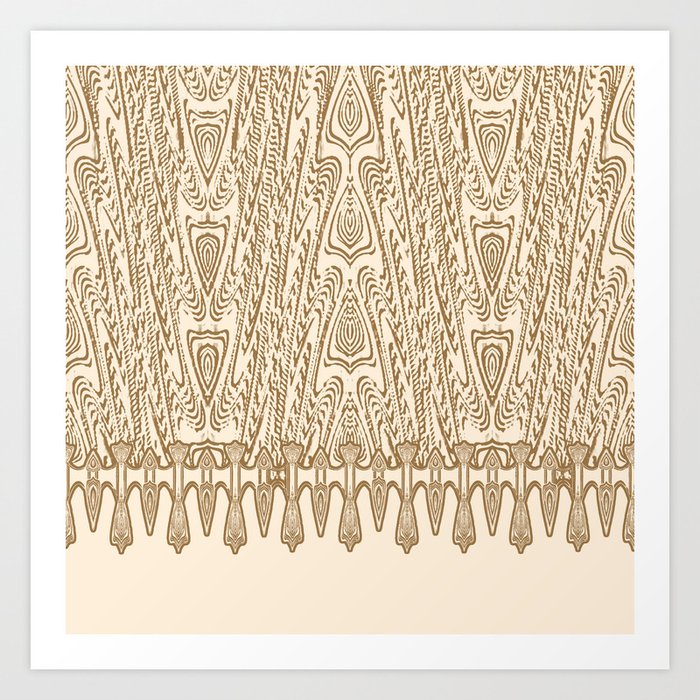 Sepia Macramé Arrowhead Chenille Lace Pattern Art Print