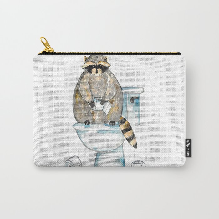 Raccoon toilet Painting Wall Poster Watercolor Carry-All Pouch