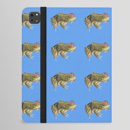 Girly American Bullfrog with Pink Bow iPad Folio Case