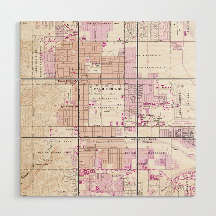 Vintage Map of Palm Springs California (1957) 2 Wood Wall Art