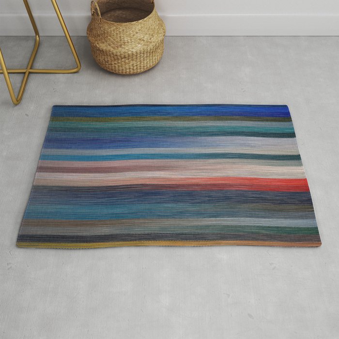 Modern Colorful Striped Artwork Rug