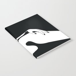 Nude Woman Bodyscape Lying Sideways in Black and White Notebook