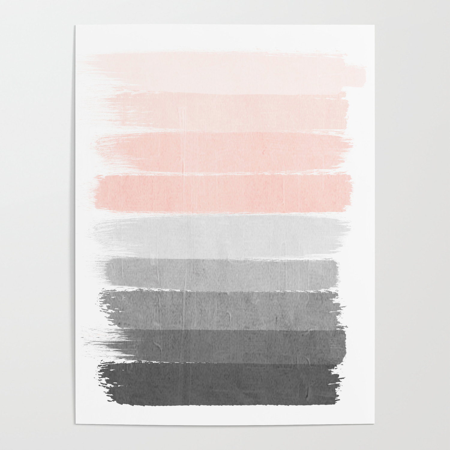 Color Story Millennial Pink And Grey Transition Brushstrokes Modern Canvas Art Decor Dorm College Poster By Charlottewinter Society6