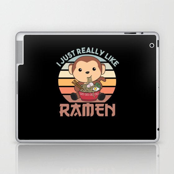 Ramen Japanese Noodles Sweet Monkey Eats Ramen Laptop & iPad Skin