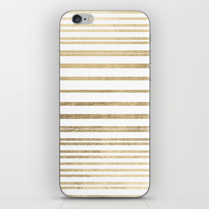 Elegant Geometric Gold Striped Pattern iPhone Skin