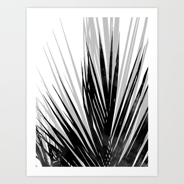 Contemporary Palm Leaf in Black and White Art Print