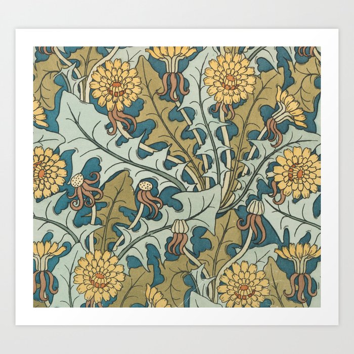 Art Nouveau Dandelion Pattern Art Print By Bluespecsstudio Art Nouveau Dandelion Pattern Art Print By Bluespecsstudio