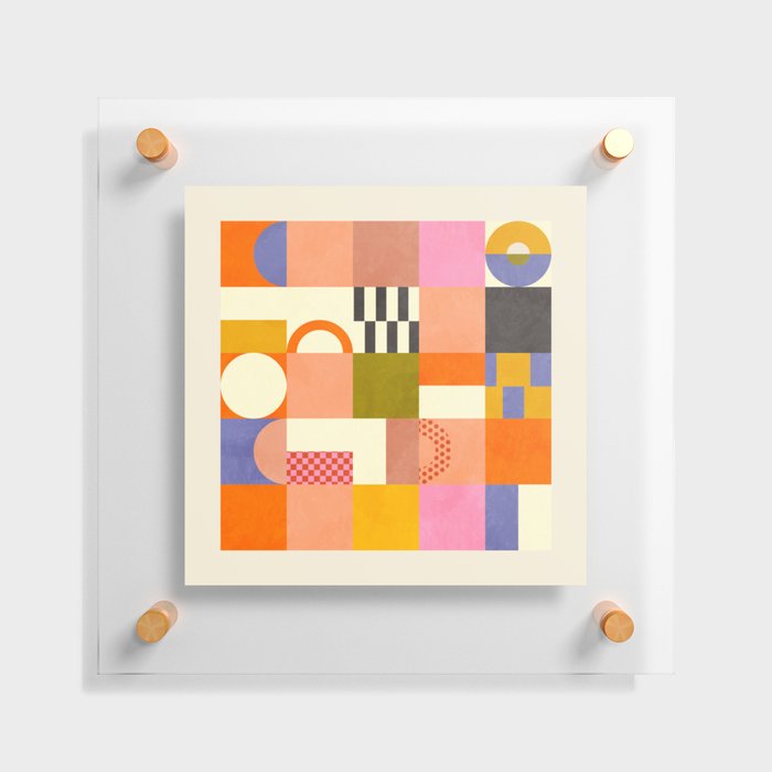 mid century mod shapes checkers Floating Acrylic Print