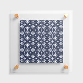 Navy Blue and White Native American Tribal Pattern Floating Acrylic Print
