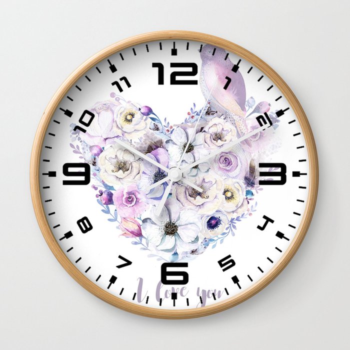 Heart bouquet flowers Wall Clock
