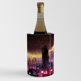 Tokyo Cyberpunk Cityscape at Night Wine Chiller