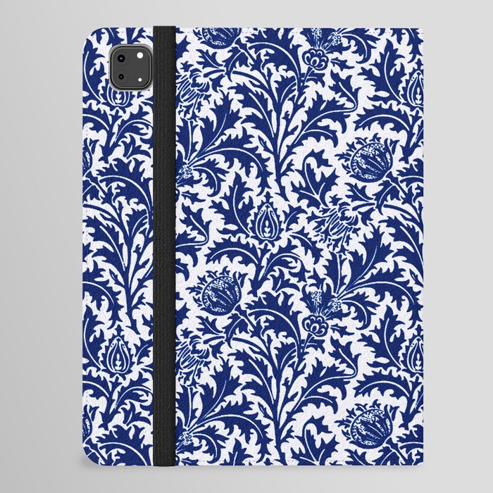 William Morris Thistle Damask, Cobalt Blue & White iPad Folio Case