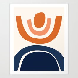 Abstract Shapes 23  Orange and Navy Blue Art Print