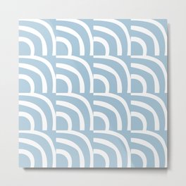 Mid Century Modern Abstract Band Pattern 327 Blue Metal Print