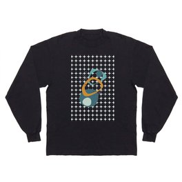 Retro Style, Mid Century Modern Abstract in Teal, Aqua and Orange Long Sleeve T-shirt
