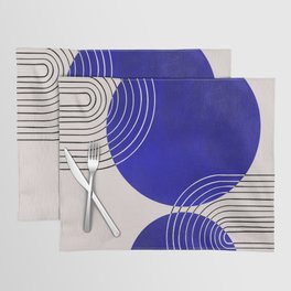 Indigo Blue Abstract Geometrical Composition Placemat