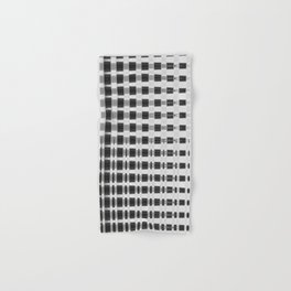 Black and White Geometrical Grid Line Pattern Hand & Bath Towel