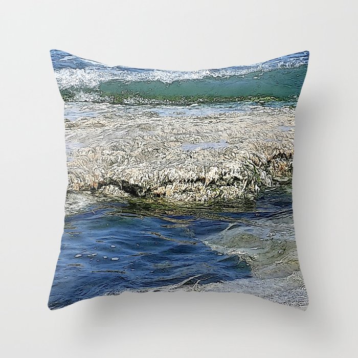 A Blue and Green Summer Sea Throw Pillow